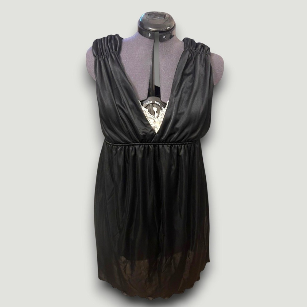 Lux‎ Womens Babydoll Chemise Lingerie L Black Lace Dark Romance Whimsigoth